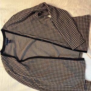Ann Taylor Black and Cream Houndstooth Cardigan